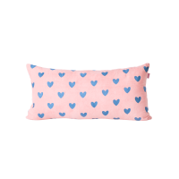 Pink Velvet Cushion with Blue Hearts By Rice DK
